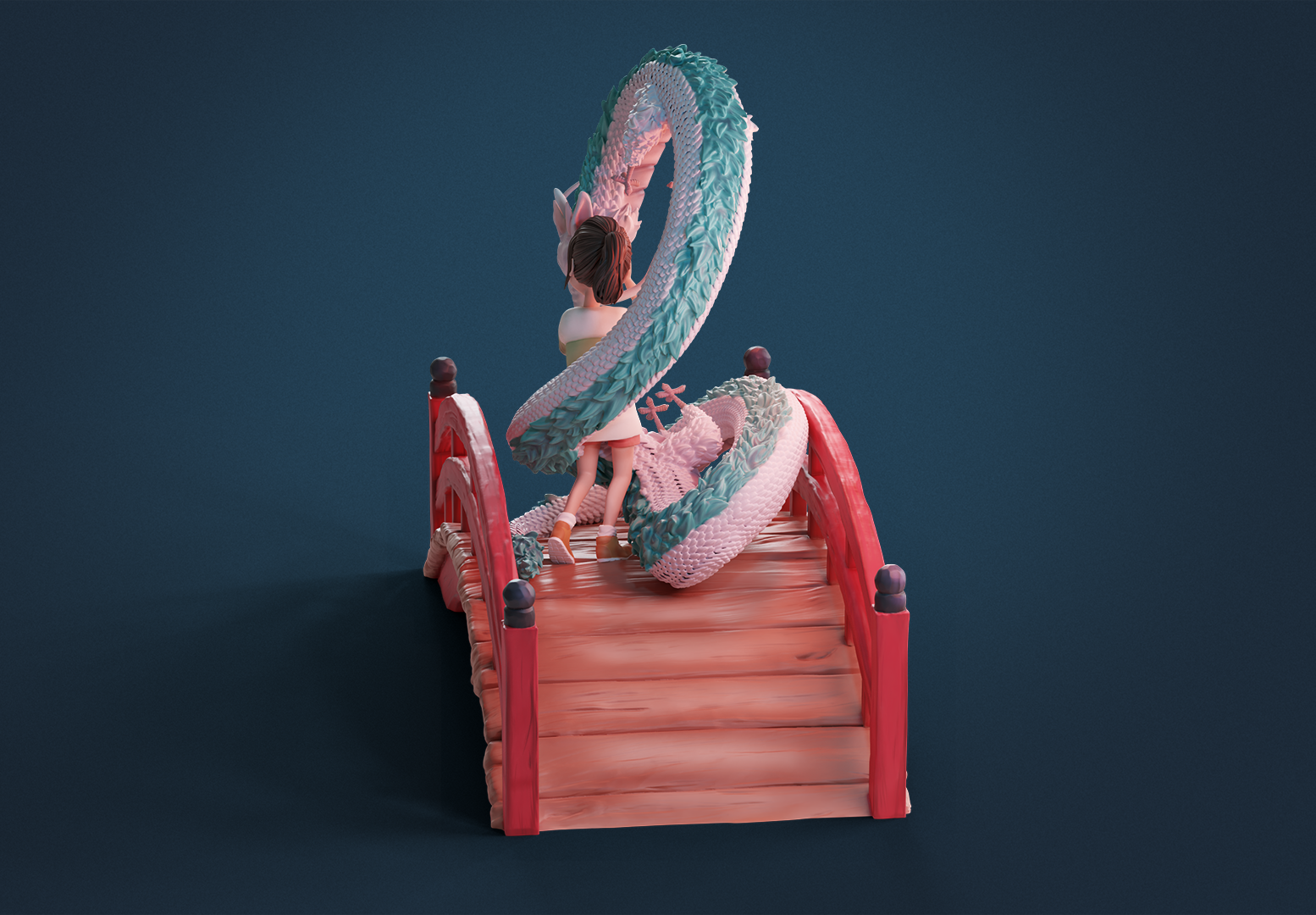 Haku And Chihiro Diorama 模型预览图 2